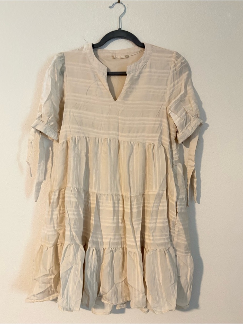 Altar'd State Cream Textured Short Sleeve Dress - Picture 2 of 4